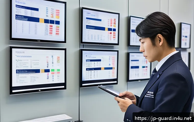 경비지도사와 관련된 법률 해석 - A professional Japanese security supervisor in a modern office setting, wearing a neat business unif...